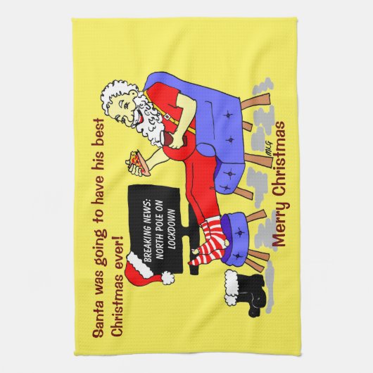 Kerstman Beste Kerst Ooit Grappige Cartoon Theedoek (Verticaal)