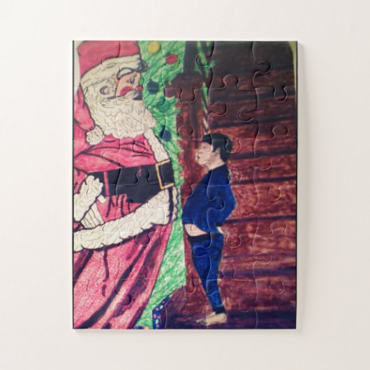 KERSTMAN BETRAAPT DOOR KIND LEGPUZZEL (Verticaal)