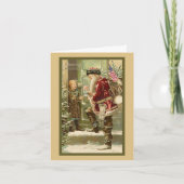 Kerstman bezoekt kind met kerst feestdagen kaart (Voorkant)