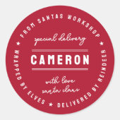 Kerstman Bezorg Sticker | Kerstcadeau Zegel Label (Voorkant)