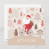 Kerstman Bicycling Feestdagenkaart (Voorkant / Achterkant)