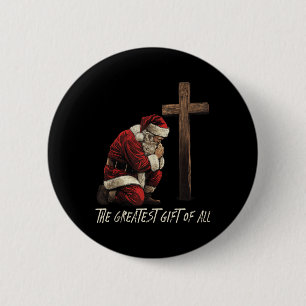 Kerstman Biddende Gelovige Jezus Geboren Kerstmis  Ronde Button 5,7 Cm