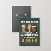 Kerstman Bier Kerstfeest Drinken Familie Cadeaus Button (Voorkant / Achterkant)