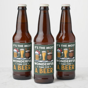 Kerstman Bier Kerstfeest Drinken Familie Cadeaus Etiket