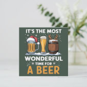 Kerstman Bier Kerstfeest Drinken Familie Cadeaus Feestdagenkaart (Staand voorkant)