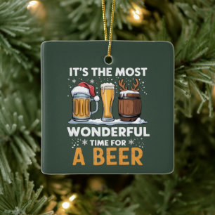 Kerstman Bier Kerstfeest Drinken Familie Cadeaus Keramisch Ornament
