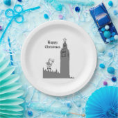 Kerstman Big Ben Londen Vader Kerstmis Papieren Bordje (Feest)