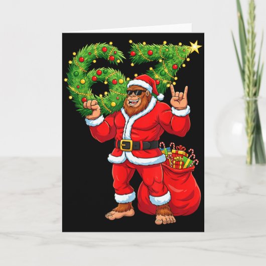 Kerstman Bigfoot 67 Meme Zes Zeven 6 7 Grappige Bi Kaart (Voorkant)