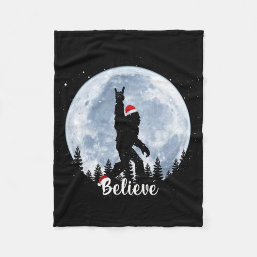 Kerstman Bigfoot Kerst Rock Roll Sasquatch Geloof Fleece Deken (Voorkant)
