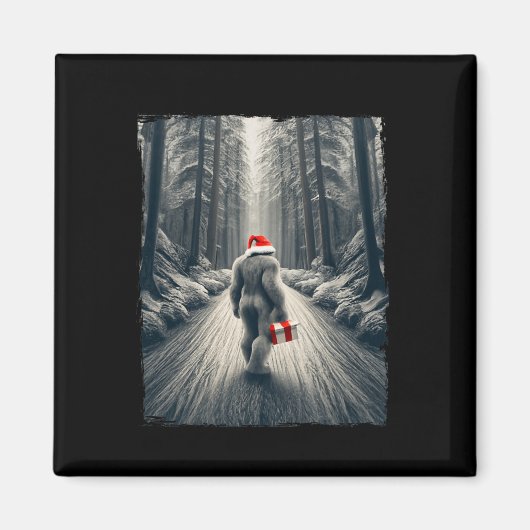 Kerstman Bigfoot Kerst Sasquatch Geloof Magneet (Voorkant)