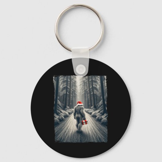 Kerstman Bigfoot Kerst Sasquatch Geloof Sleutelhanger (Voorkant)