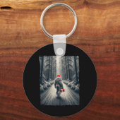 Kerstman Bigfoot Kerst Sasquatch Geloof Sleutelhanger (Voorkant)