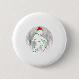 Kerstman Bigfoot Kerstboom Kerstlichten Grappige S Ronde Button 5,7 Cm