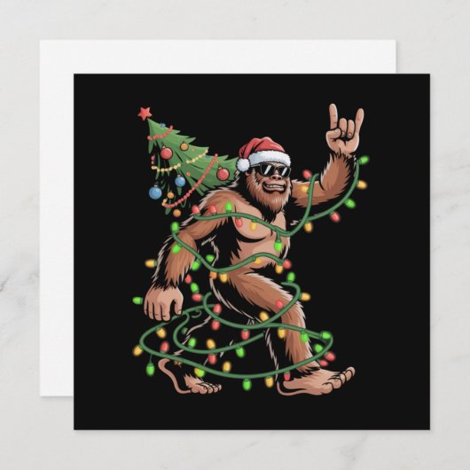 Kerstman Bigfoot Kerstboom Kerstlichtjes Sasquatch Feestdagenkaart (Voorkant / Achterkant)