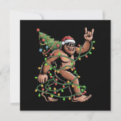 Kerstman Bigfoot Kerstboom Kerstlichtjes Sasquatch Feestdagenkaart (Voorkant)