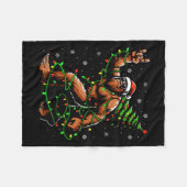 Kerstman Bigfoot Kerstboom Kerstverlichting Grappi Fleece Deken (Voorkant (Horizontaal))