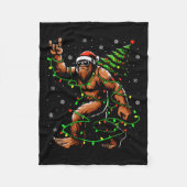 Kerstman Bigfoot Kerstboom Kerstverlichting Grappi Fleece Deken (Voorkant)