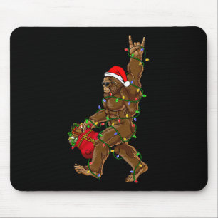 Kerstman Bigfoot Kerstlichten Rock Fun Sasquatch Muismat