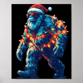 Kerstman Bigfoot Kerstlichten Xmas Sasquatch Poster