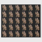 Kerstman Bigfoot Kerstverlichting Rock Grappig Cadeaupapier (Vlak)