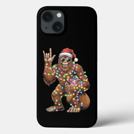 Kerstman Bigfoot Kerstverlichting Rock Grappig Case-Mate iPhone Case (Achterkant)