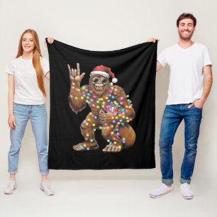 Kerstman Bigfoot Kerstverlichting Rock Grappig Fleece Deken