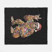 Kerstman Bigfoot Kerstverlichting Rock Grappig Fleece Deken (Voorkant (Horizontaal))