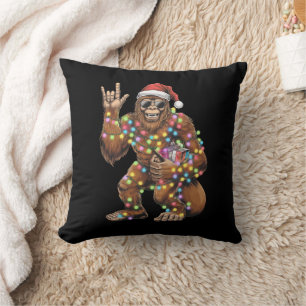 Kerstman Bigfoot Kerstverlichting Rock Grappig Kussen