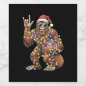 Kerstman Bigfoot Kerstverlichting Rock Grappig Wijn Etiket (Enkel label)