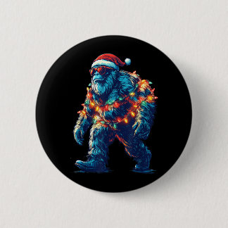 Kerstman Bigfoot Kerstverlichting Xmas Sasquatch Ronde Button 5,7 Cm