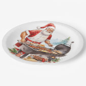 Kerstman bij de grill met kerst papieren bordje (Gekanteld)