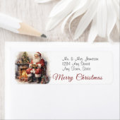 Kerstman bij de haard Prettig Kerstfeest Etiket (Insitu)