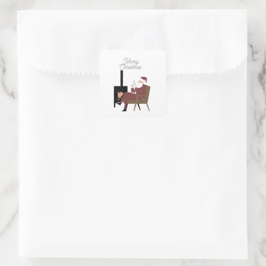 Kerstman bij de haard Sticker (Tas)