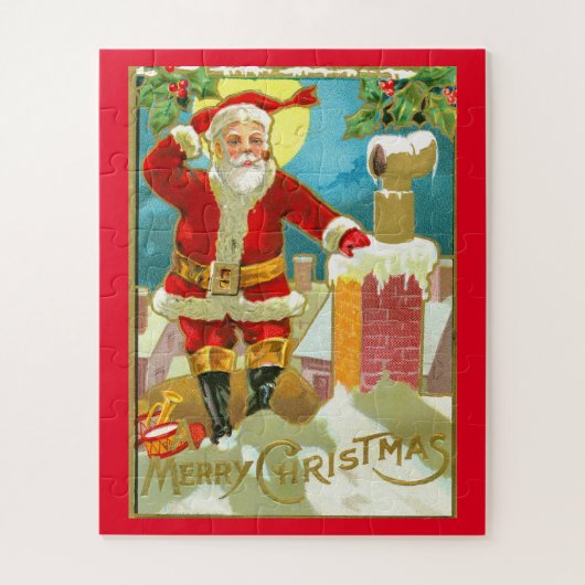 Kerstman bij een schoorsteen legpuzzel (Verticaal)