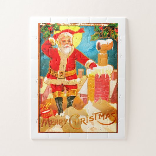 Kerstman bij een schoorsteen legpuzzel (Verticaal)