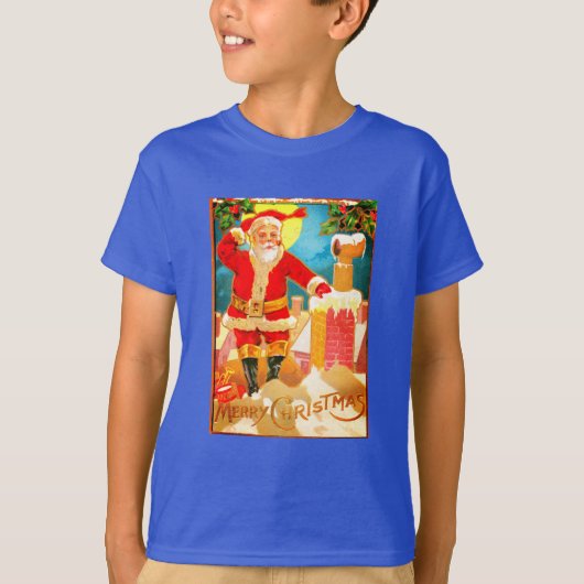 Kerstman bij een schoorsteen t-shirt (Voorkant)
