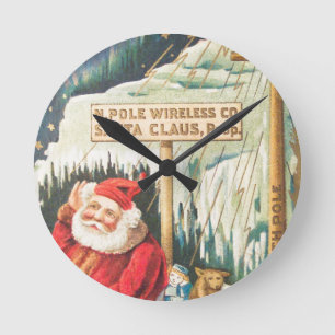 Kerstman bij het Draadloze Bedrijf van Arctica Ronde Klok