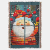 KERSTMAN BIJ HET RAAM HO HO HO HO HO DEKEN (Voorkant Verticaal)