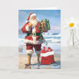 Kerstman bij het Zee Kerst Kaart