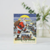 Kerstman bij schoorsteen Kerstmis Feestdagenkaart (Staand voorkant)