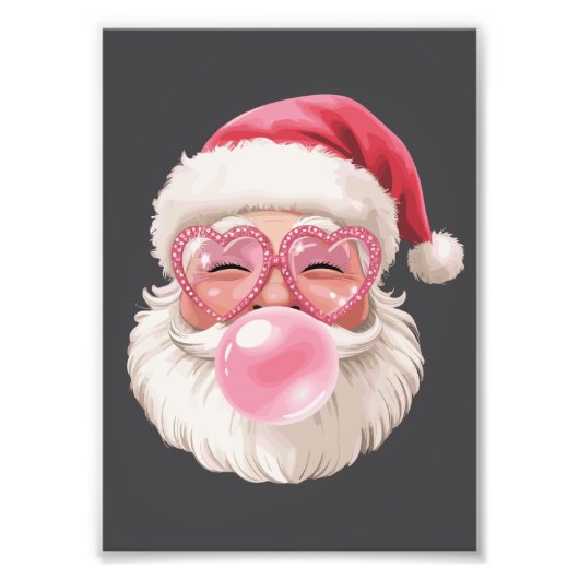 Kerstman Blaast Bubbel Kerstmis Grappig Kerstmis Foto Afdruk (Voorkant)