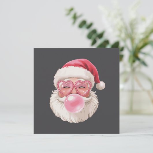 Kerstman Blaast Bubbel Kerstmis Grappige Kerstmis Kaart (Staand voorkant)