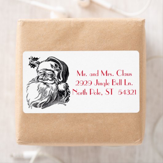 kerstman: Black White Red Kerstmis Etiket (Insitu)