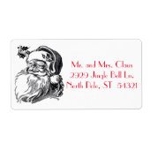 kerstman: Black White Red Kerstmis Etiket (Voorkant)