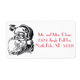  kerstman: Black White Red Kerstmis Etiket