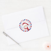 Kerstman blauw en rood  Klassieke ronde sticker (Envelop)
