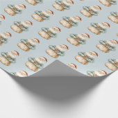 Kerstman Blauw Groen Cadeaupapier (Hoek)