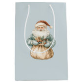 Kerstman Blauw Groen Medium Cadeauzakje (Voorkant)