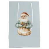 Kerstman Blauw Groen Medium Cadeauzakje (Achterkant)