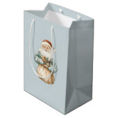 Kerstman Blauw Groen Medium Cadeauzakje (Achterkant Gekanteld)